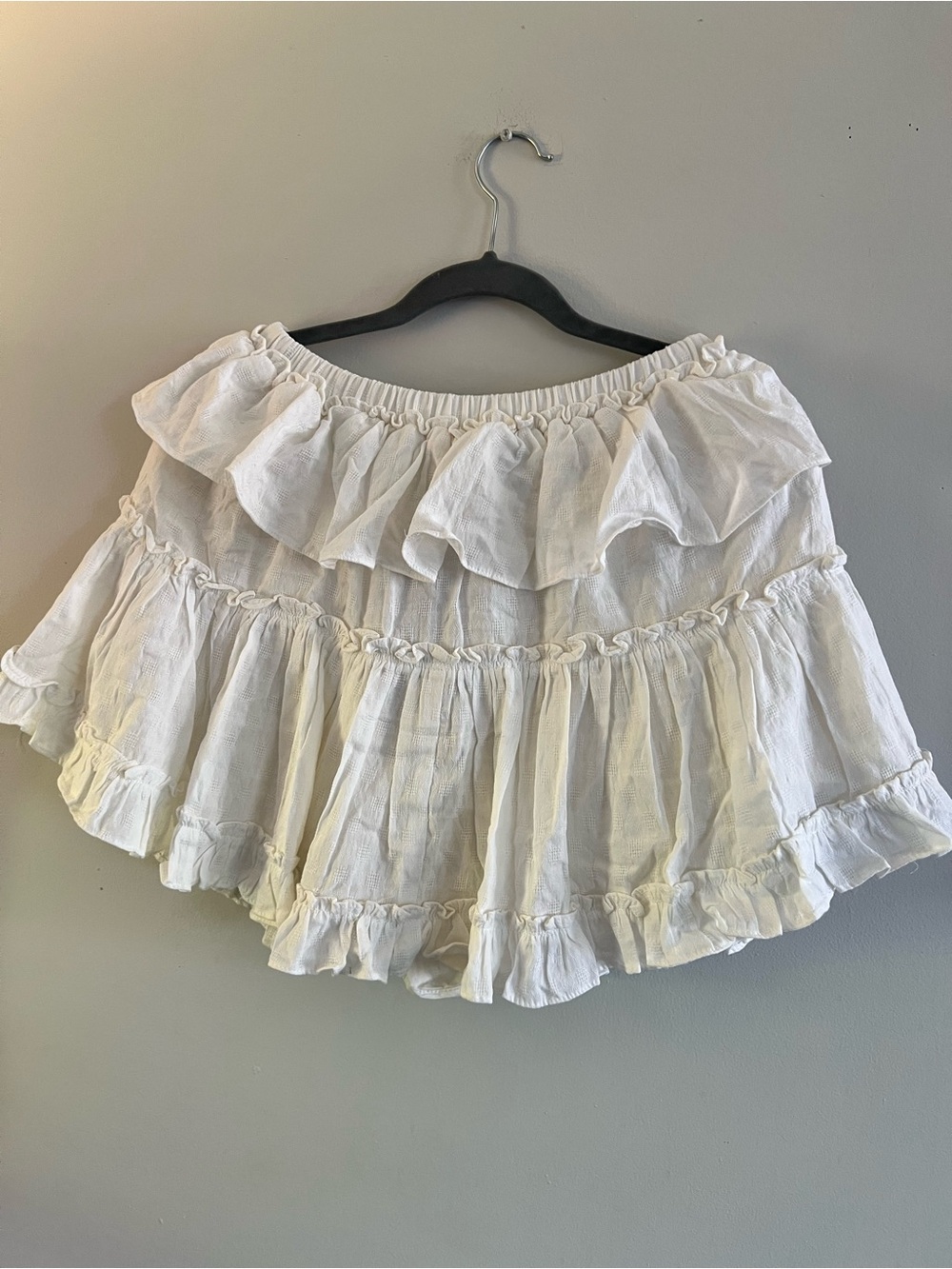 Mustard Seed White Ruffle Tiered Mini Skirt